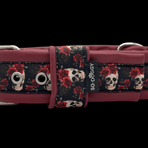 collier pour chien skull and roses